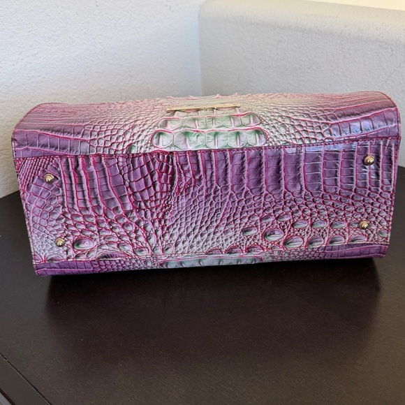 Brahmin Priscilla Melbourne in Julep Pink & Green Croc-Embossed Satchel. - Picture 16 of 16